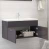 High Gloss Grey Sink Cabinet with Built-in Basin | Hipo Market