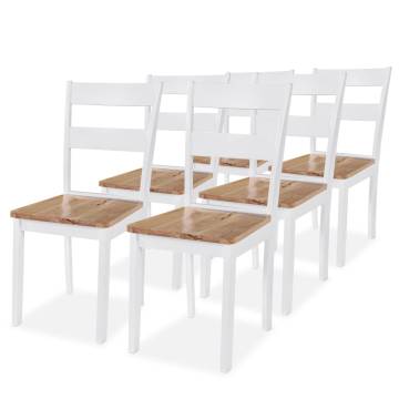 Stylish 6 pcs White Solid Rubber Wood Dining Chairs