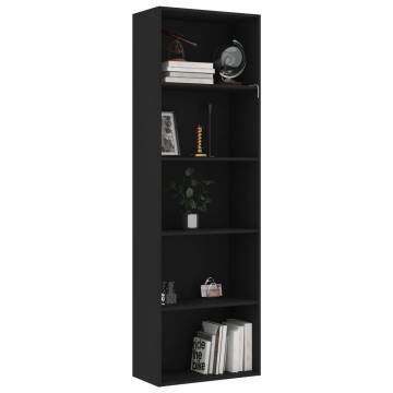 5-Tier Book Cabinet Black - Modern Design | Hipomarket