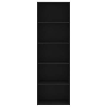 5-Tier Book Cabinet Black - Modern Design | Hipomarket