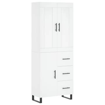 Stylish Highboard White 69.5x34x180 cm - Hipomarket