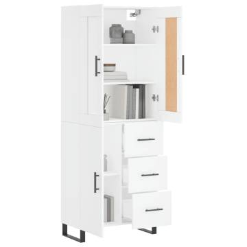 Stylish Highboard White 69.5x34x180 cm - Hipomarket