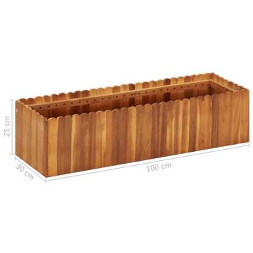 Garden Raised Bed - Solid Acacia Wood 100x30x25 cm | Hipo Market