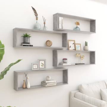 Wall Cube Shelf Set - 4pcs Concrete Grey | Hipomarket UK