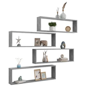 Wall Cube Shelf Set - 4pcs Concrete Grey | Hipomarket UK