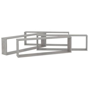 Wall Cube Shelf Set - 4pcs Concrete Grey | Hipomarket UK