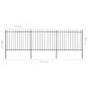 Garden Fence with Spear Top Steel 5.1x1.5 m Black | Hipo Market