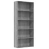 5-Tier Book Cabinet Grey Sonoma - Stylish Storage Solution