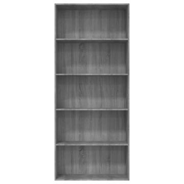 5-Tier Book Cabinet Grey Sonoma - Stylish Storage Solution