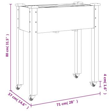 Wheeled Planter with Liner - Solid Wood Fir 71x37x80 cm