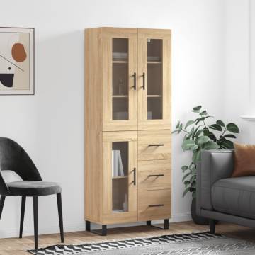 Stylish Highboard Sonoma Oak - 69.5x34x180 cm