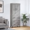 Highboard Grey Sonoma 69.5x34x180 cm Engineered Wood Colour grey sonoma Quantity in Package 1 Model 3 drawers 