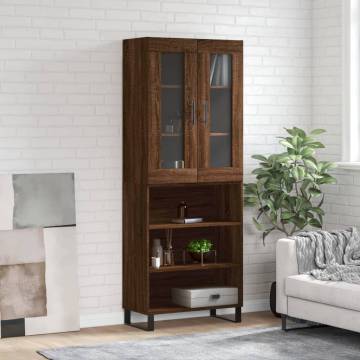 Stylish Highboard Brown Oak - 69.5x34x180 cm | HipoMarket