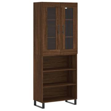 Stylish Highboard Brown Oak - 69.5x34x180 cm | HipoMarket