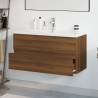 Stylish Sink Cabinet with Built-in Basin - Brown Oak Finish