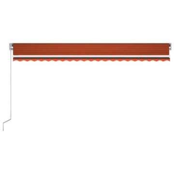 Manual Retractable Awning with LED - 500x350 cm Orange & Brown