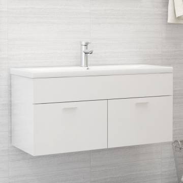 High Gloss White Sink Cabinet with Built-in Basin - Hipomarket