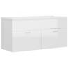 High Gloss White Sink Cabinet with Built-in Basin - Hipomarket