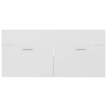 High Gloss White Sink Cabinet with Built-in Basin - Hipomarket