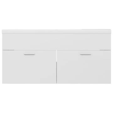 High Gloss White Sink Cabinet with Built-in Basin - Hipomarket