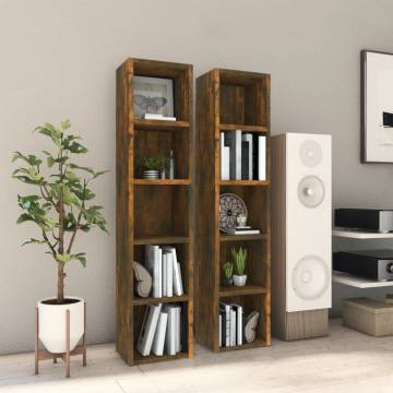 CD Cabinets 2 pcs in Smoked Oak - Space-Saving Solution