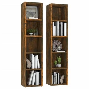 CD Cabinets 2 pcs in Smoked Oak - Space-Saving Solution