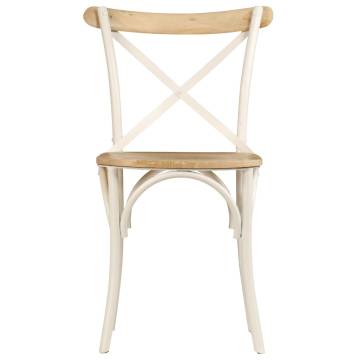 Cross Chairs Set of 2 - White Solid Mango Wood | Hipo Market