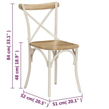 Cross Chairs Set of 2 - White Solid Mango Wood | Hipo Market