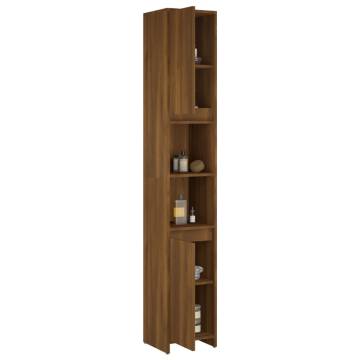 Brown Oak Bathroom Cabinet - Engineered Wood 30x30x183.5 cm