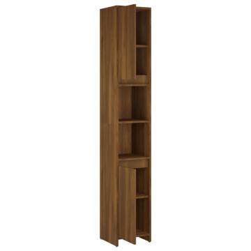 Brown Oak Bathroom Cabinet - Engineered Wood 30x30x183.5 cm