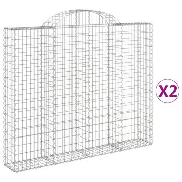 Arched Gabion Baskets - 2 pcs Galvanised Iron Garden Barriers