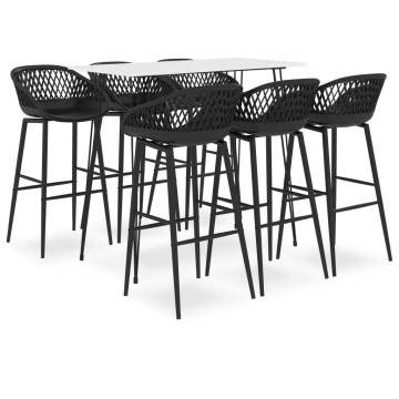 7 Piece Bar Set White and Black - Modern Home Decor