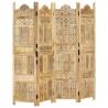 Hand carved 4-Panel Room Divider 160x165 cm Solid Mango Wood Colour light brown Number of 1 Number_of_Panels 4 