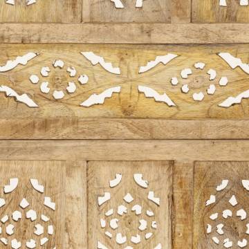 Hand Carved 4-Panel Room Divider - Solid Mango Wood 160x165 cm