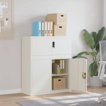 Elegant White Steel File Cabinet - 90x40x110 cm