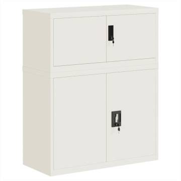 Elegant White Steel File Cabinet - 90x40x110 cm