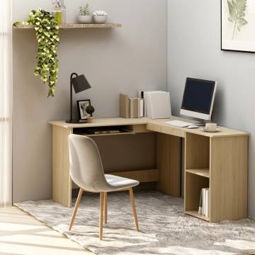 L-Shaped Corner Desk Sonoma Oak - Stylish Workstation