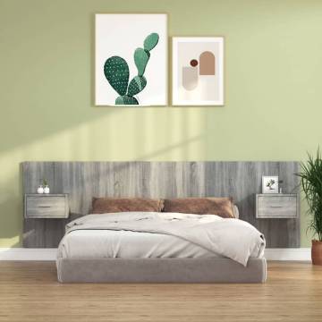 Stylish Grey Sonoma Bed Headboard with Cabinets - HipoMarket