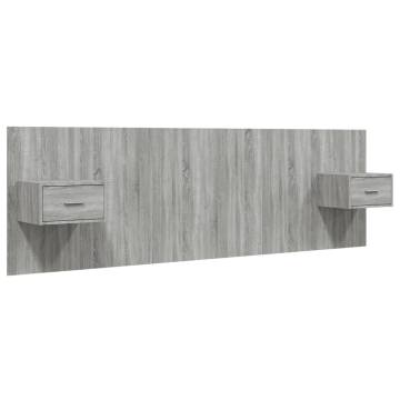 Stylish Grey Sonoma Bed Headboard with Cabinets - HipoMarket