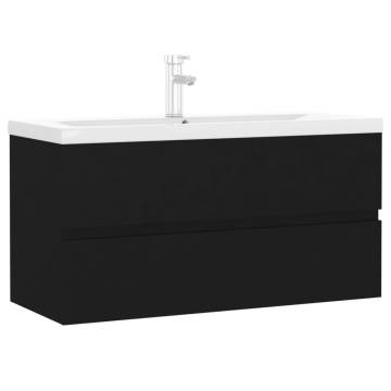 Sink Cabinet with Built-in Basin - Stylish Black Engineered Wood