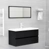 Sink Cabinet with Built-in Basin - Stylish Black Engineered Wood