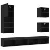 5 Piece LED TV Wall Units - Black Engineered Wood | HipoMarket