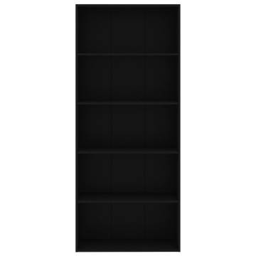 5-Tier Black Book Cabinet | Modern Engineered Wood - HipoMarket