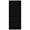 5-Tier Black Book Cabinet | Modern Engineered Wood - HipoMarket