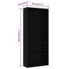 5-Tier Black Book Cabinet | Modern Engineered Wood - HipoMarket