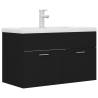 Sink Cabinet with Built-in Basin - Black Engineered Wood