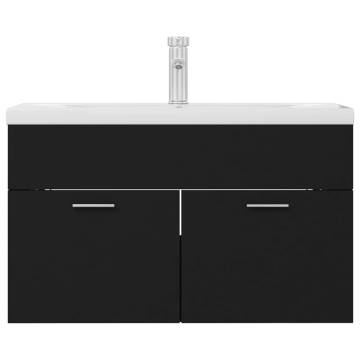 Sink Cabinet with Built-in Basin - Black Engineered Wood