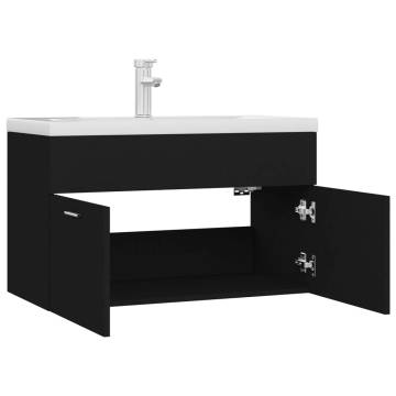 Sink Cabinet with Built-in Basin - Black Engineered Wood