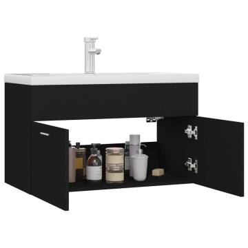 Sink Cabinet with Built-in Basin - Black Engineered Wood