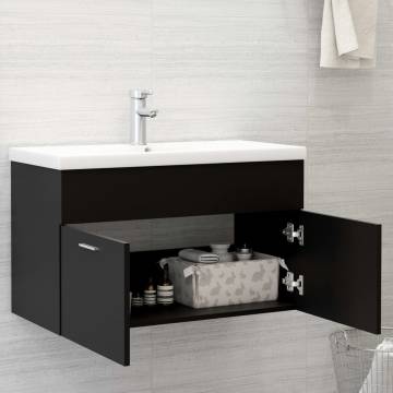 Sink Cabinet with Built-in Basin - Black Engineered Wood